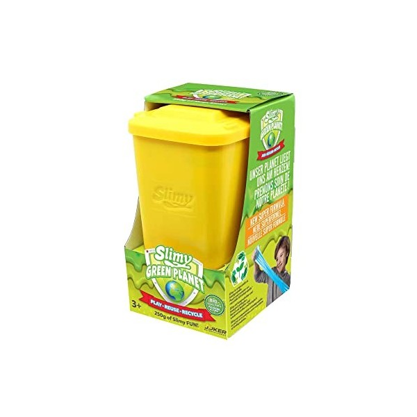 Slimy Green Planet 250 g Bleu dans Une Tonne – Mastic de Jeu Slimy Mega Slime Original, Poubelle biodégradable, 100% de Slime