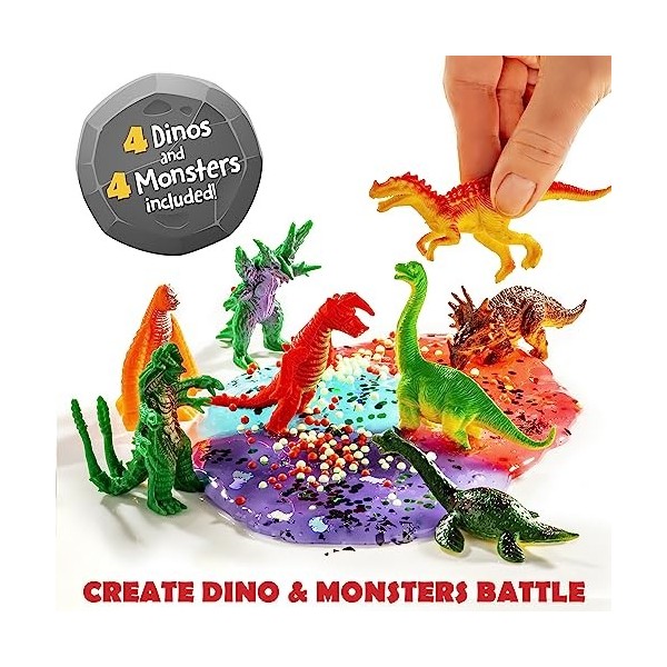 Original Stationery Kit de Slime - la Bataille de Dinosaures et de Monstres, Slime Déjà Fait, Monstres et Jouet Dinosaure et 