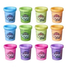 Play-Doh Slime Super Stretch, Multipack de 12 Pots de pâte atoxique pour Enfants, Couleurs Assorties, dès 3 Ans