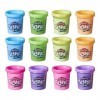 Play-Doh Slime Super Stretch, Multipack de 12 Pots de pâte atoxique pour Enfants, Couleurs Assorties, dès 3 Ans