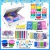 dargile Slime Kit avec Slime de Cristal dargile à Modeler Confetti Pailletés Poudre Boule de Mousse Résine Moule danimaux 