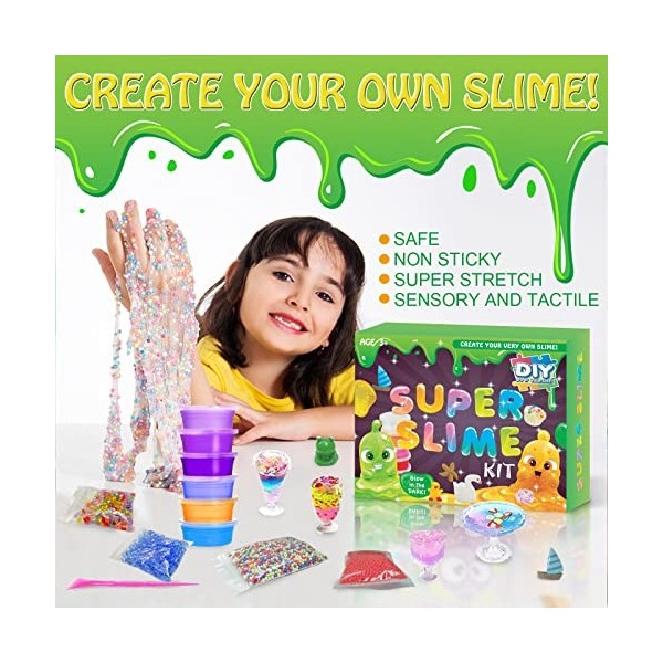 Kit de Fabrication de Slime au Beurre Fluffy - Brillant dans lobscurité - avec kit de Mastic Super Doux et Non Collant - pou