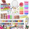 Kit de Slime - Kit de Fabrication de Slime pour lartisanat dart des Enfants, avec 48 Paillettes en Poudre, 12 Slime Transpa