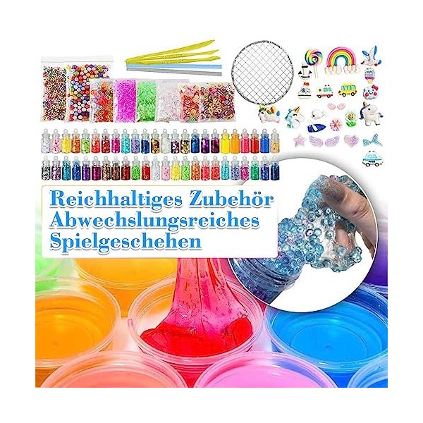 Kit de Slime - Kit de Fabrication de Slime pour lartisanat dart des Enfants, avec 48 Paillettes en Poudre, 12 Slime Transpa