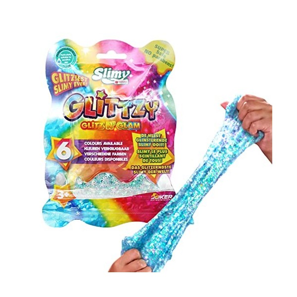 SLIMY Glittzy 90g Argent - Pâte à Modeler Originale Slimy Slime pour Enfants - Le Slime Le Plus Brillant de Tous Les Temps - 