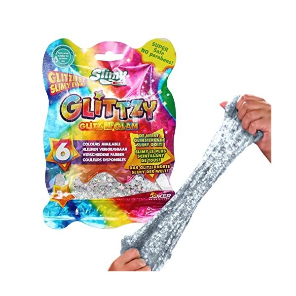 SLIMY Glittzy 90g Argent - Pâte à Modeler Originale Slimy Slime pour Enfants - Le Slime Le Plus Brillant de Tous Les Temps - 