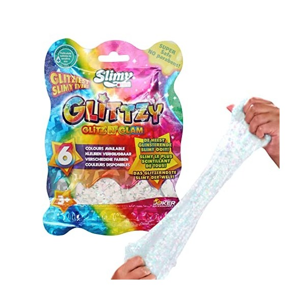 SLIMY Glittzy 90g Argent - Pâte à Modeler Originale Slimy Slime pour Enfants - Le Slime Le Plus Brillant de Tous Les Temps - 