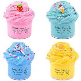 Kit de Slime Fluffy 4 Couleurs, DIY Putty Slime Jouets pour Enfants, Un Cadeau pour Les garçons et Les Filles, Slime Pas Cher