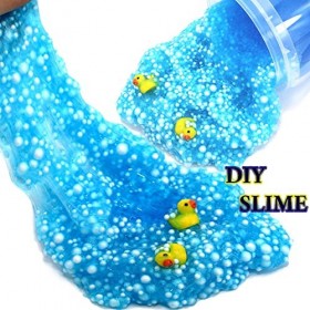 Slime en forme de canard bulle, boule en mousse bleue et jolies perles de cristal, pressez-la et faites un bruit de grincemen