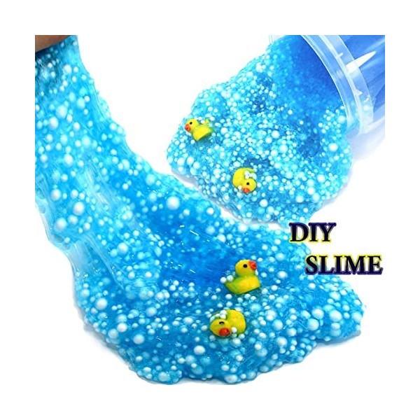 Slime en forme de canard bulle, boule en mousse bleue et jolies perles de cristal, pressez-la et faites un bruit de grincemen