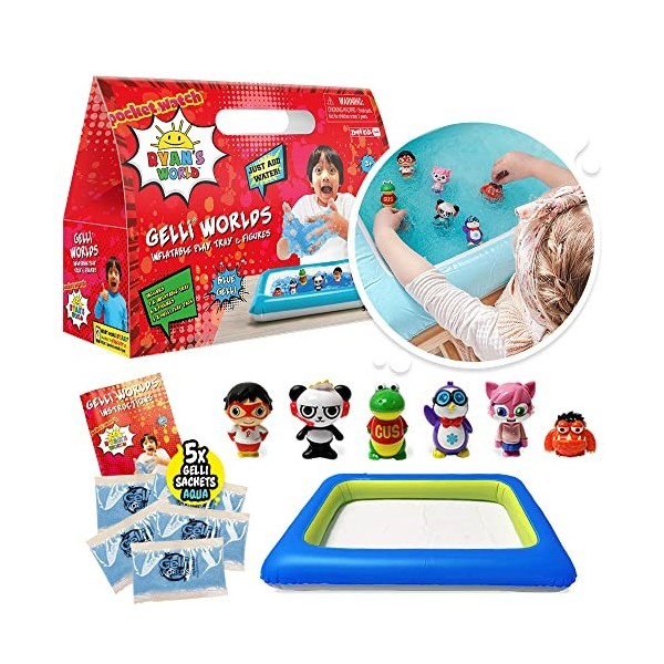 Ryans World Gelli Worlds from Zimpli Kids, Lot de 5 utilisations, 8 Figurines du Monde Ryan, Plateau Gonflable, Jeu imaginat