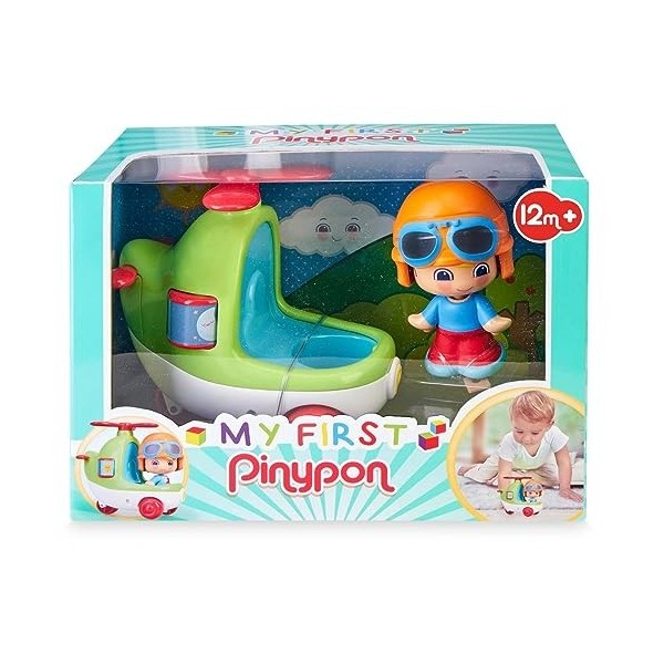 Pinypon - My First Pinypon, pack de jouet avec un hélicoptère et une figurine de pilote, pour enfants à partir de 1 an