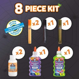 Elmer’s Kit pour slime d’Halloween, colle transparente, stylos colle pailletée et activateur magique pour slime en solution l