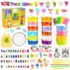 GTPHOM Slime Enfant 108 Pièces, Kit Slime Deja Fait Bricolage Enfant, avec 48 Paillettes en Poudre, 12 Slime Transparent, 4 S