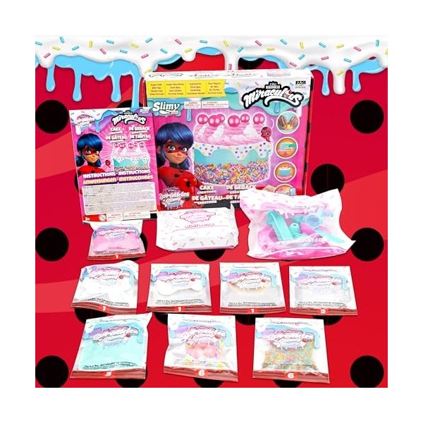 Miraculous Ladybug - Faux Gâteau danniversaire Slime avec Paillettes - Kit pour Enfants avec Décorations & Outils Wyncor Z