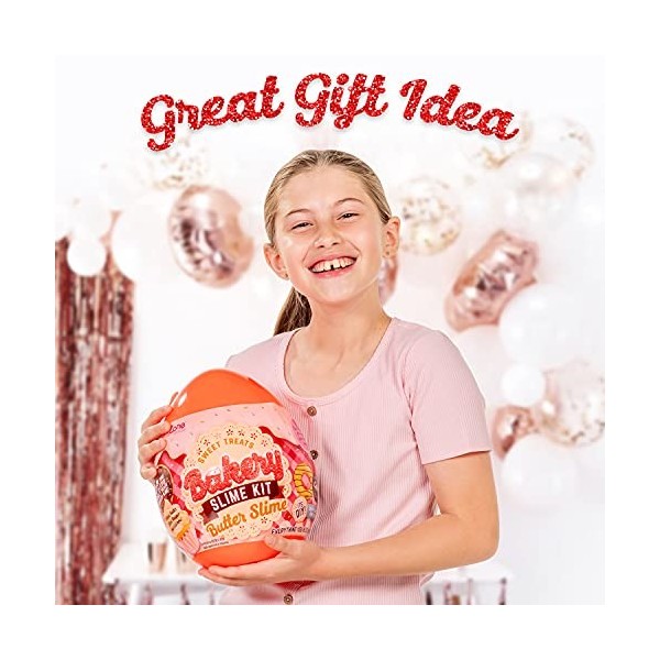 GirlZone Cadeau Fille Kit de Slime Œuf Géant Surprise Cupcakes et Beignets du Slime Parfumée au Beurre et Gâteau dAnniversai