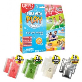 12 Use Mega Play Pack de Zimpli Kids, 3 x Gelli Play, 3 x Slime Play, 3 x Snoball Play & 3 x Crackle Baff, jouet sensoriel po