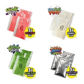 12 Use Mega Play Pack de Zimpli Kids, 3 x Gelli Play, 3 x Slime Play, 3 x Snoball Play & 3 x Crackle Baff, jouet sensoriel po