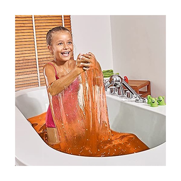 Ryans World Slime pailleté orange Baff 1 bain ou 4 jeux de Zimpli Kids, transforme leau en slime gluante et colorée, jouet 