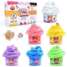 ToysButty Kit de Slime Deja Fait Moelleux Fluffy pour Filles Garçons Pack 6 Beurre Cake Slimes Bricolage, Charmes Glace, Putt