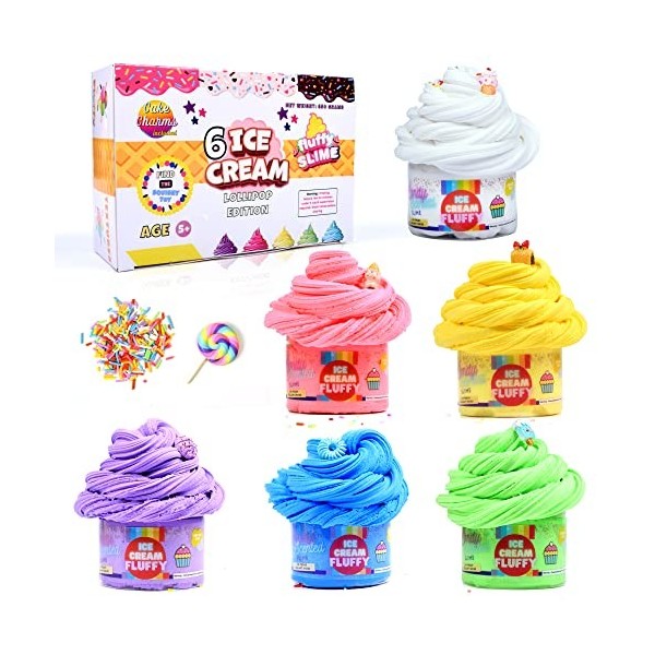 ToysButty Kit de Slime Deja Fait Moelleux Fluffy pour Filles Garçons Pack 6 Beurre Cake Slimes Bricolage, Charmes Glace, Putt