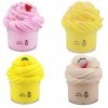 4pcs de Slime au Beurre, avec de la bave dananas de Couleur Jaune, de la bave de pastèque Rose, de la bave de pêche, de la b