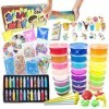 ESSENSON Kit de Slime - Kit de bave pour Filles et garçons, kit de bave avec 24 Couleurs de bave Transparente, charmes, Jouet