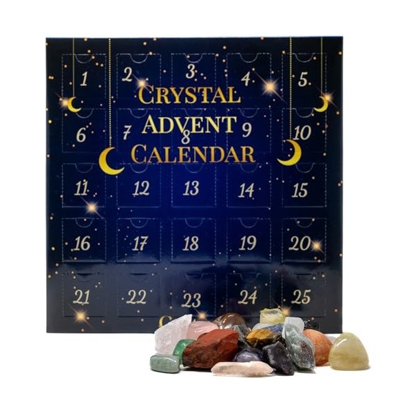 Calendrier de lAvent en cristal 2023-25 jours - 25 cristaux/pierres de guérison - Calendrier de lAvent de Noël 2023 - Crist