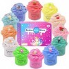 12 de Kits de Fluffy Butter Slime,avec 12 Mini Breloques Mignonnes, Joli Cadeau de Fête Slime, Super Doux et Antiadhésif, Jou