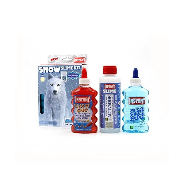 Instant Snow Slime Mini Kit Wolf - Glitter Glue 180 ML + Super Clear Glue 180ml + Neige en Poudre + Activateur 250 ML - 20931
