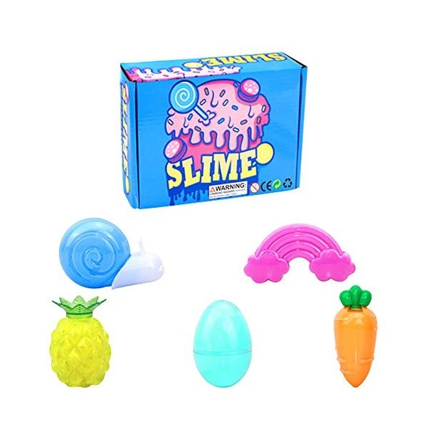 Lot de 5 slimes au beurre Slime, slime jaune ananas et œuf, slime descargot, slime arc-en-ciel Slime de carotte non collant,