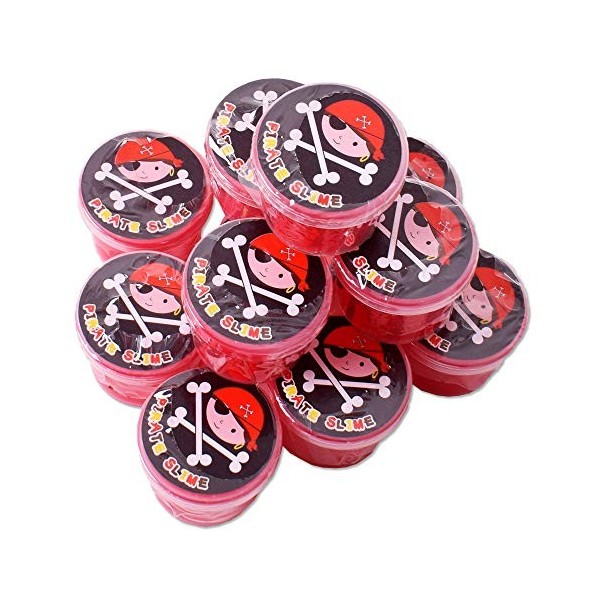 TE-Trend 12 Pièce Pirates Corsaire Oeil Gluant Paillettes Slime Boîte 40x30mm Enfants Garçons Cadeau de Bienvenue Noir Rouge