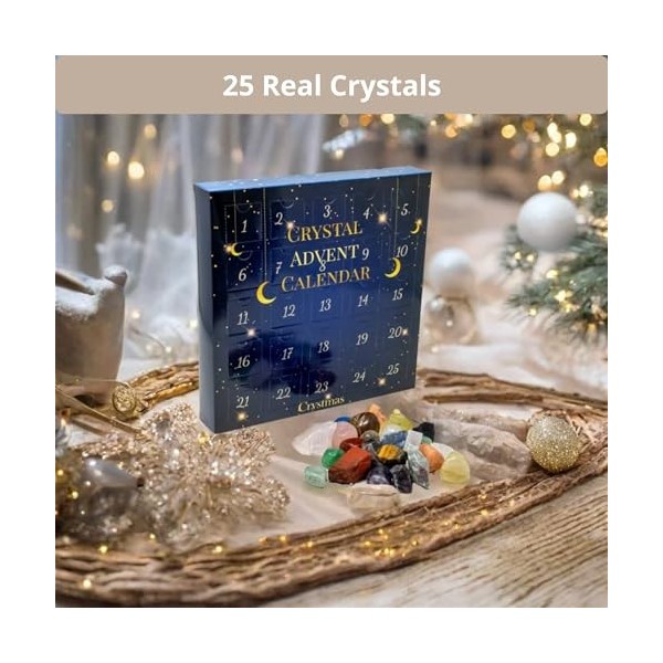 Calendrier de lAvent en cristal 2023-25 jours - 25 cristaux/pierres de guérison - Calendrier de lAvent de Noël 2023 - Crist