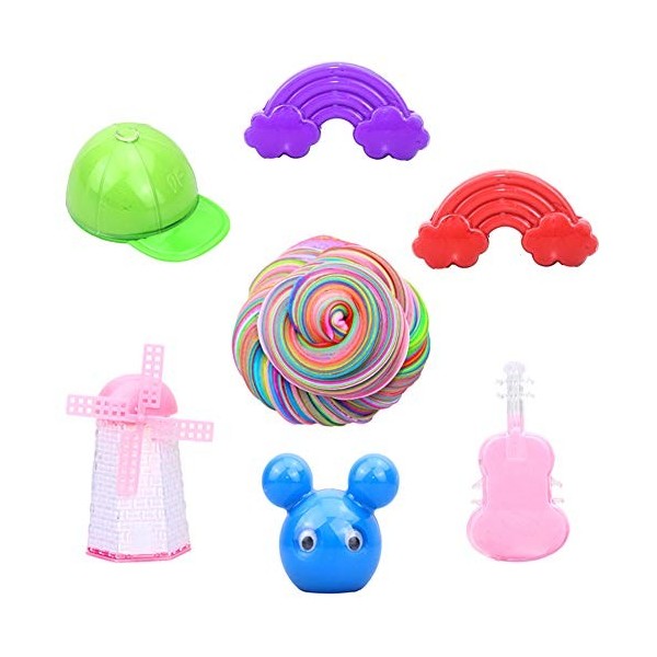 6 Couleurs Fluffy Slime, kit de Slime Moelleux Bricolage, Slime en Forme darc-en-Ciel, Slime en Forme de Chapeau, Slime en F