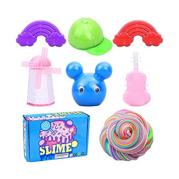 6 Couleurs Fluffy Slime, kit de Slime Moelleux Bricolage, Slime en Forme darc-en-Ciel, Slime en Forme de Chapeau, Slime en F