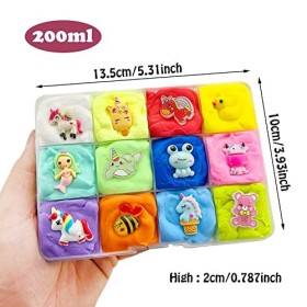 Lot de 12 plats de slime en forme danimal - Avec licorne, grenouille, sirène, canard, ours - 200 ml