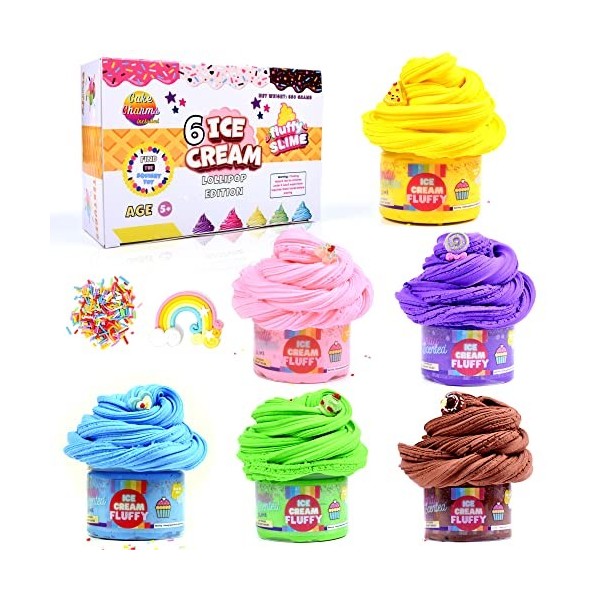 ToysButty Kit de Slime Enfant Fluffy Deja Fait Moelleux, Pack 6 Beurre Cake Slimes, Cadeau Jouet pour Filles Garçons Bricolag