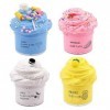 4 Pack DIY Butter Slime Kit with Yellow Color Pineapple Slime, Pink Watermelon Slime, Coffee Slime, Blue Candy Slime and Whit