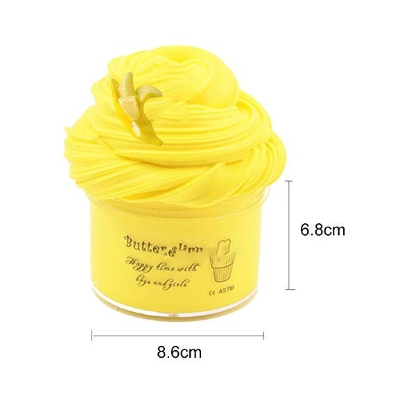 SIMUER Argile de Fruits, Beurre de Banane Jaune Beurre Moelleux Slime Mastic soulagement du Stress Bricolage Boue Jouet 7 oz 