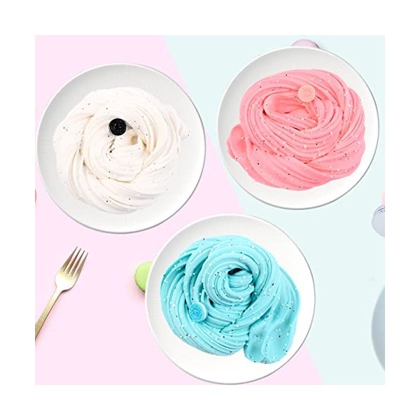 Rowecvce Lot de 4 Candy Oreo Fluffy Butter Slime Set, Slime Kids Pâte à Modeler parfumée Cadeau, Idées Anti-Stress DIY Slime 