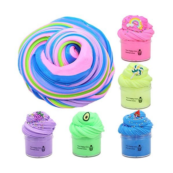 5 Couleurs Beurre gâteau Slime 5 Pack Butter Slime Kit Putty Slime, Biscuits Slime, Candy & Cookie Slime, Grape Slime, Waterm