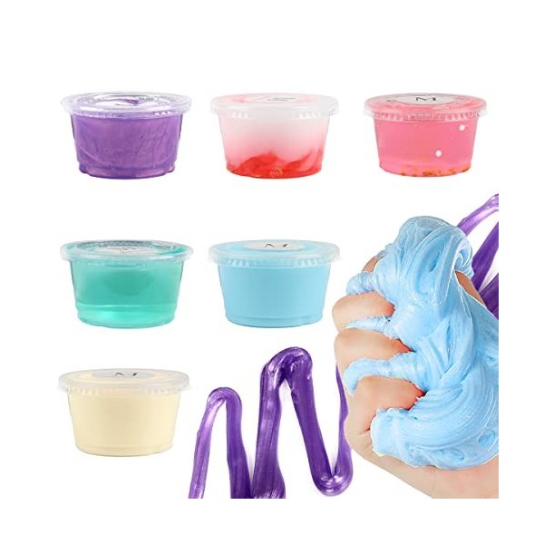 Cristal Slime kit, XiXiRan 6 PCE Fluffy Slime, Water Slime, Slime DIY Craft Créatif, Slime Transparent, Cristal Argile à Boue