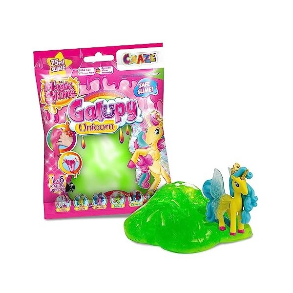 CRAZE Magic Slime Licorne - Slime Enfant Set de 6 Sachets de 75ml, Slime kit coloré avec Figurine Licorne Surprise à lintéri