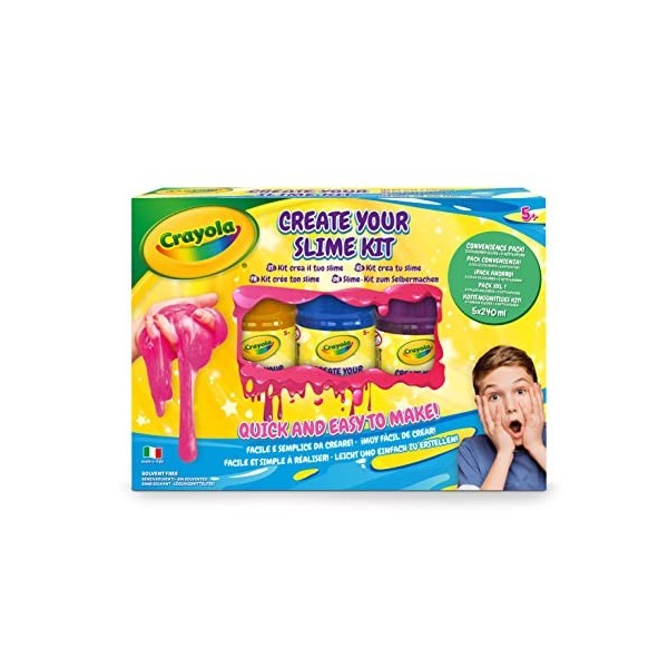 CRAYOLA - Set Crée Ton Slime, pour créer du Slime coloré, Activité créative et Cadeau Enfants, à partir de 5 Ans, 25-2160, Ta