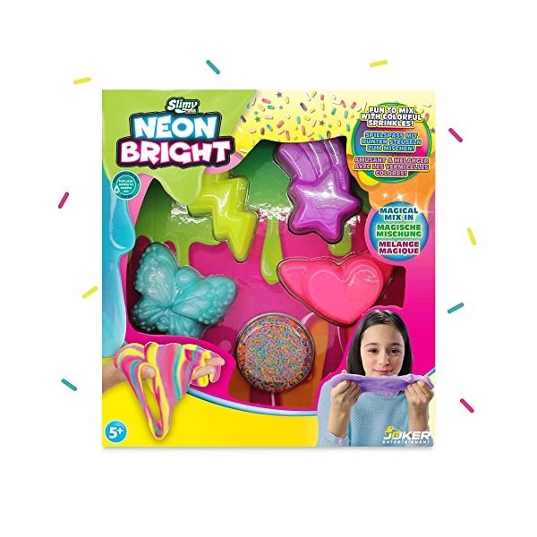 Slimy Neon Bright Lot de Masses de Jeu Slimy Slime Original pour Enfants avec des Paillettes colorées à pétrir et à mélanger 