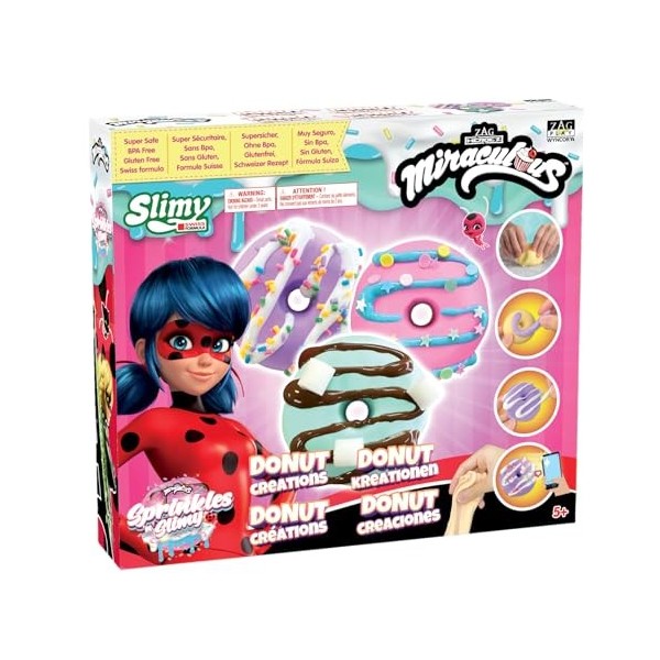 Miraculous Ladybug – Sprinkles n Slimy Donuts – Kit de slime pour filles et  garçons, jouets de jeu de rôle pour enfants avec