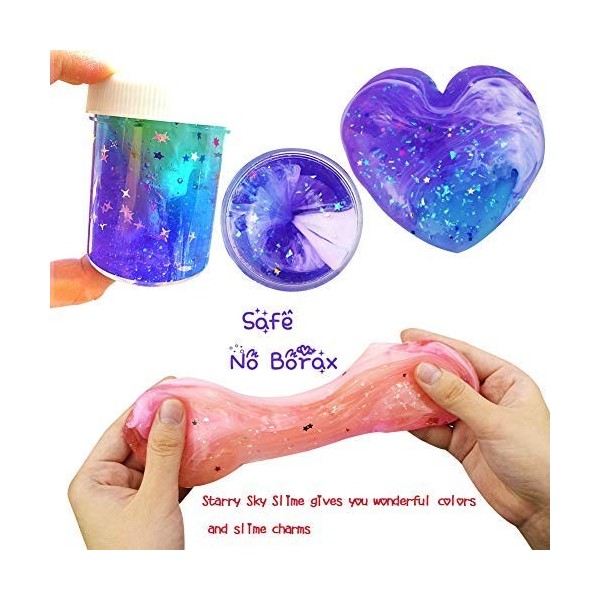 SWZY Slime Sky Starry Le Plus récent, Moelleux Slime Toy Floam Mélange Slime Putty Argile Anti-Stress Parfumé pour Enfants Et