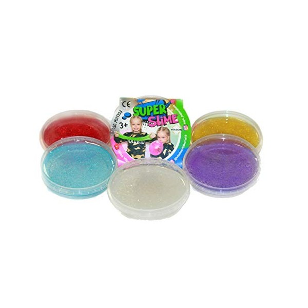 Super Slime 800 GR, Set 5 Pots de Slime 160gr chacun en 5 Couleurs Assorties