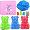 3pcs DIY Butter Slime Kit,Fluffy Slime,Super Soft and Non-Sticky,DIY Slime Bear Kit-Rouge/Bleu/Vert