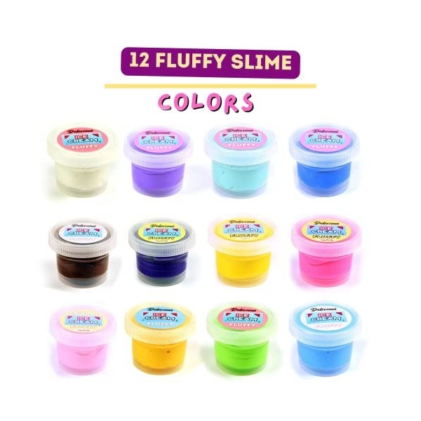 ToysButty Kit de Slime Enfant Deja Fait, 12 Slime Fluffy Moelleux Cloud Beurre Crunchy, Charmes Gateaux, 21 Accessoires, Crée